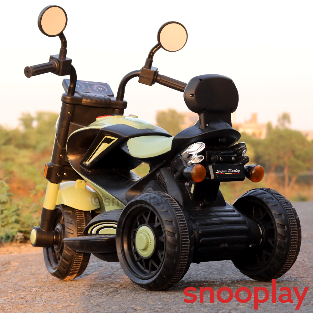 Self Control | Battery Harley Ride-On Bike | 3 Wheel Stability, Music, Headlight, Honk, USB & AUX Slot (2.5-8 Years)