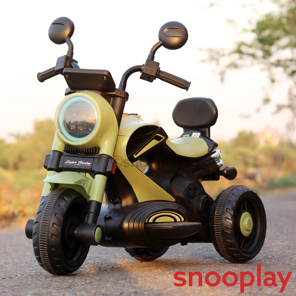 Self Control | Battery Harley Ride-On Bike | 3 Wheel Stability, Music, Headlight, Honk, USB & AUX Slot (2.5-8 Years)