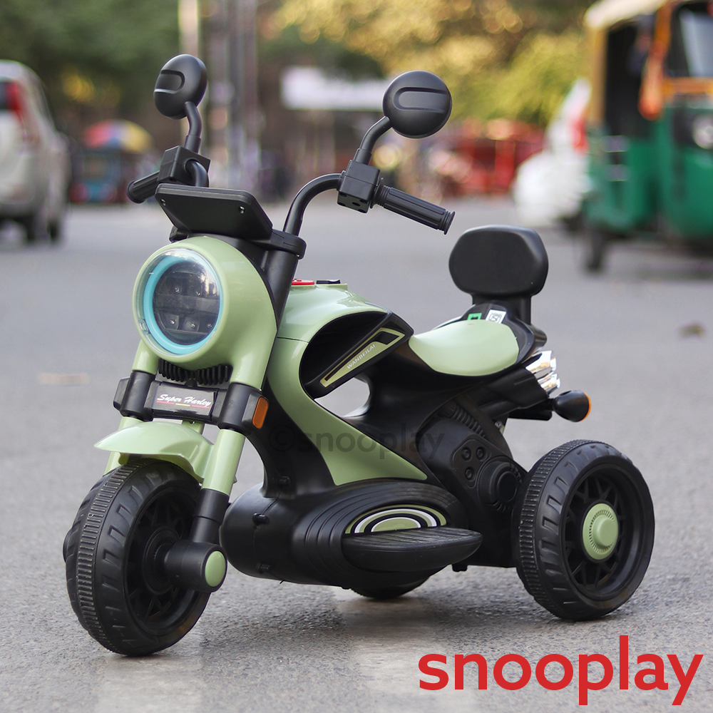Self Control | Battery Harley Ride-On Bike | 3 Wheel Stability, Music, Headlight, Honk, USB & AUX Slot (2.5-8 Years)