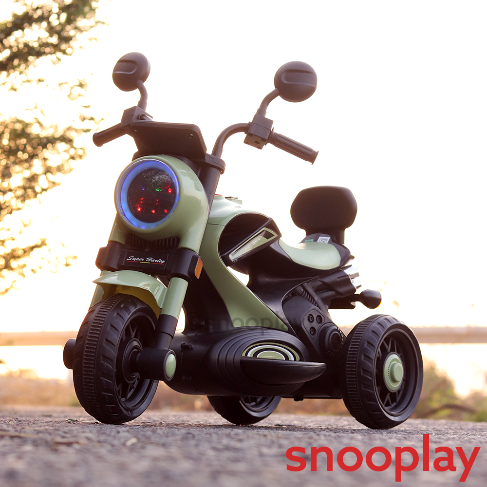Self Control | Battery Harley Ride-On Bike | 3 Wheel Stability, Music, Headlight, Honk, USB & AUX Slot (2.5-8 Years)