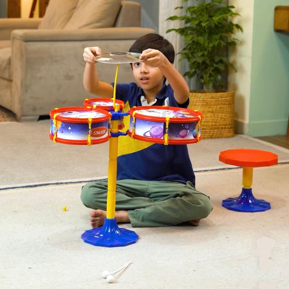 Simarr Little Rockstar Drum Set with Stool (Space Theme)