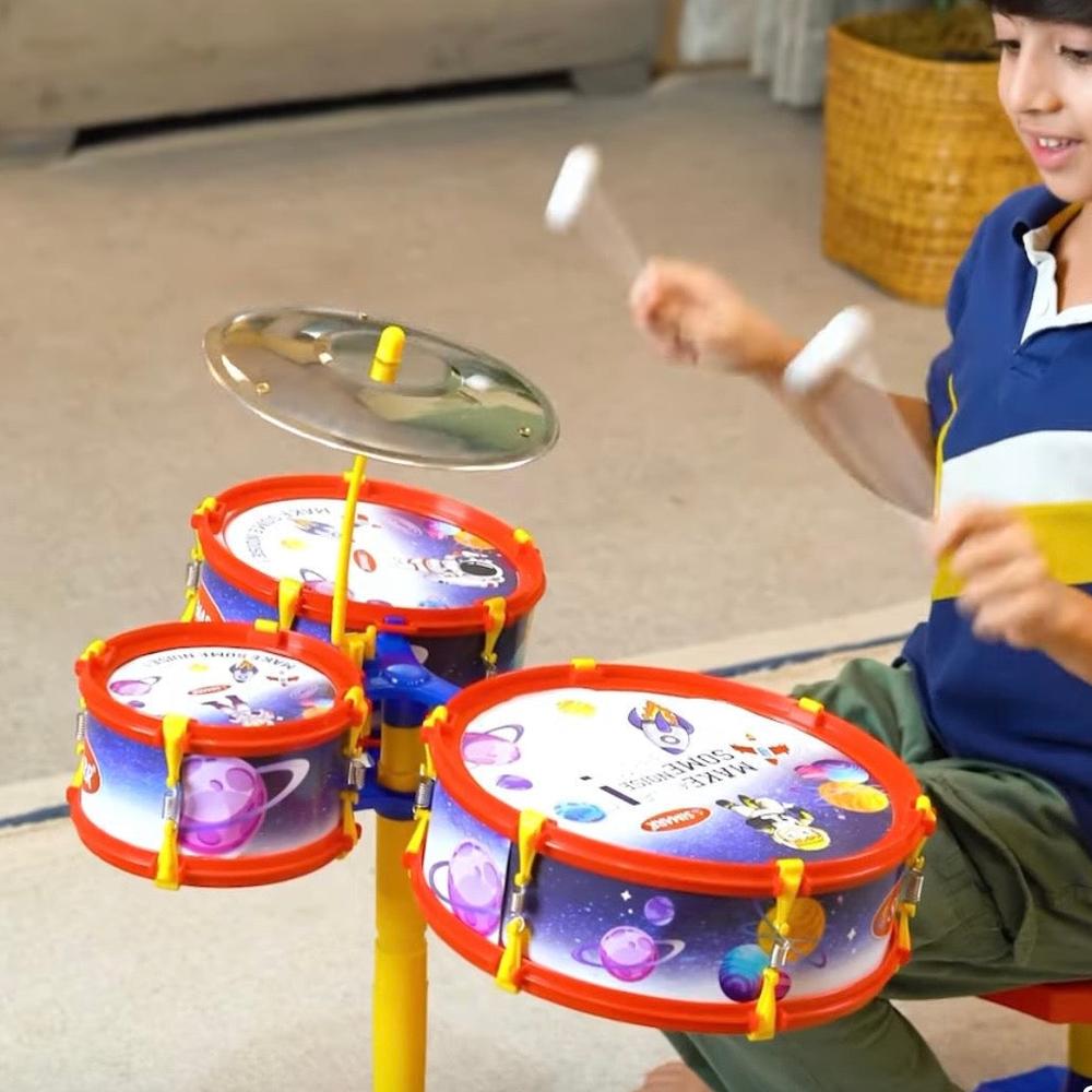 Simarr Little Rockstar Drum Set with Stool (Space Theme)