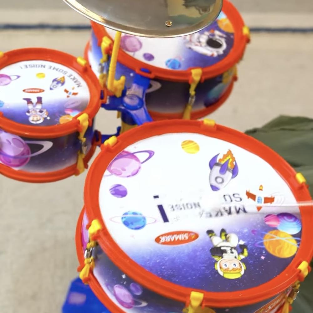 Simarr Little Rockstar Drum Set with Stool (Space Theme)