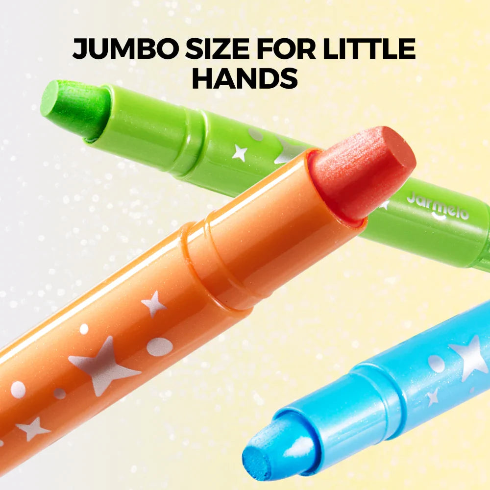 Jarmelo Dreamy Glitter Washable Crayons - 12 Colors