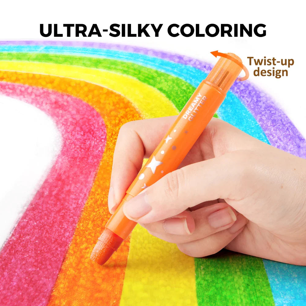 Jarmelo Dreamy Glitter Washable Crayons - 12 Colors