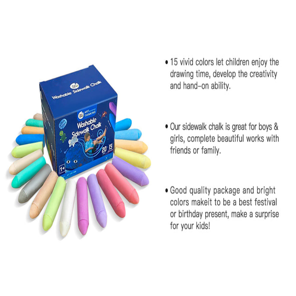 Jar Melo 15 Colors Washable Sidewalk Chalks (1-6 Years)