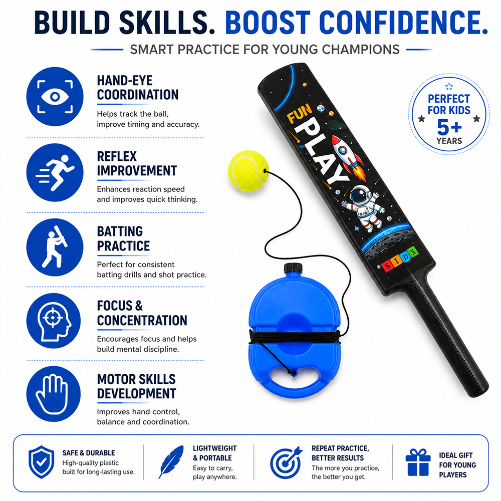 Simarr Kats 2 In 1 Rebounce Ball with Cricket Bat for Kids