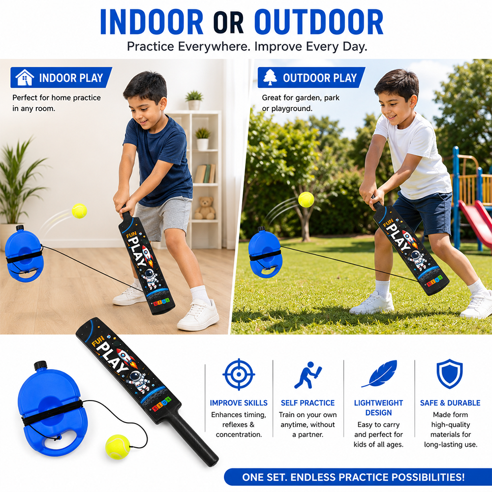 Simarr Kats 2 In 1 Rebounce Ball with Cricket Bat for Kids