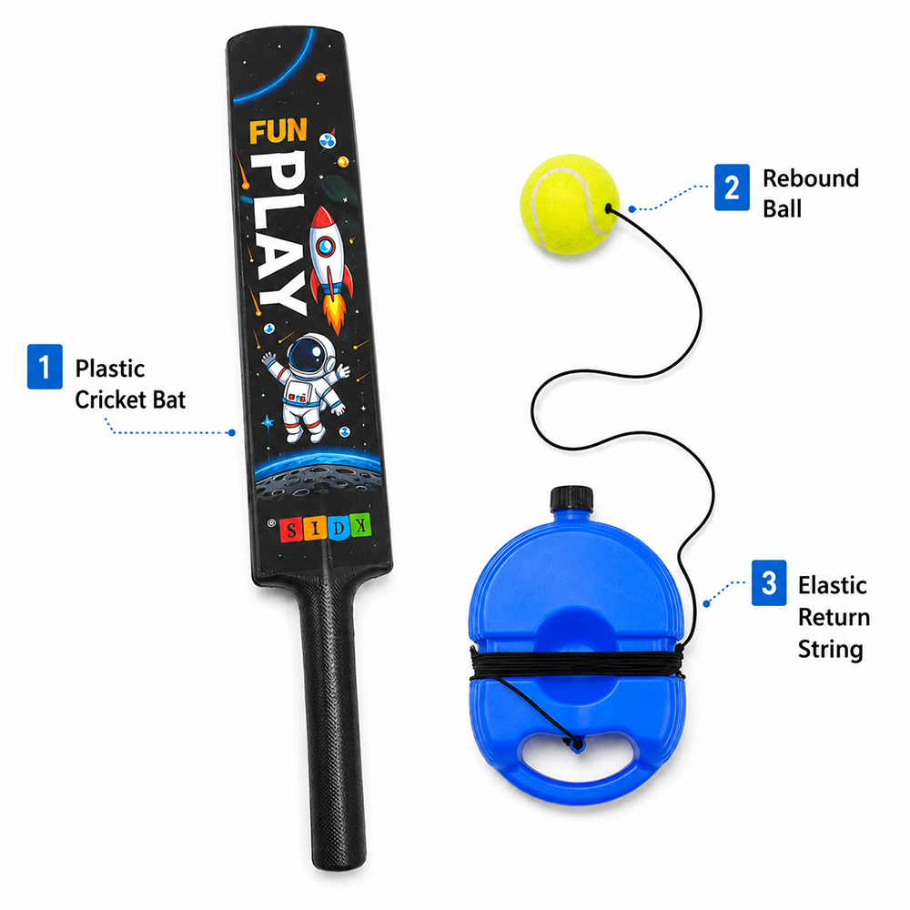 Simarr Kats 2 In 1 Rebounce Ball with Cricket Bat for Kids
