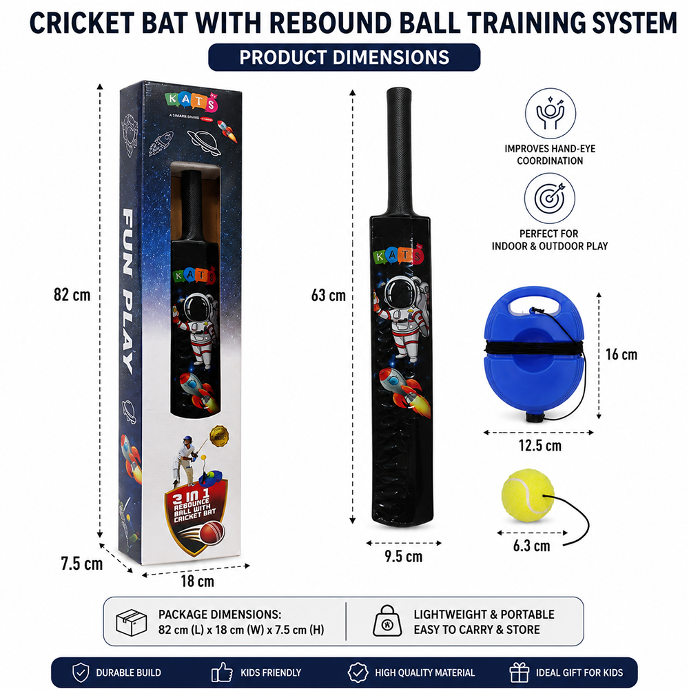 Simarr Kats 2 In 1 Rebounce Ball with Cricket Bat for Kids