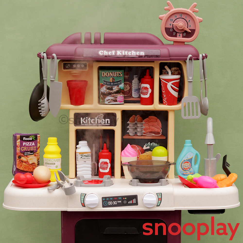 Little Chef Kitchen Set with Spray, Boiling & Running Water Features - 64 Pieces (3-6 Years)