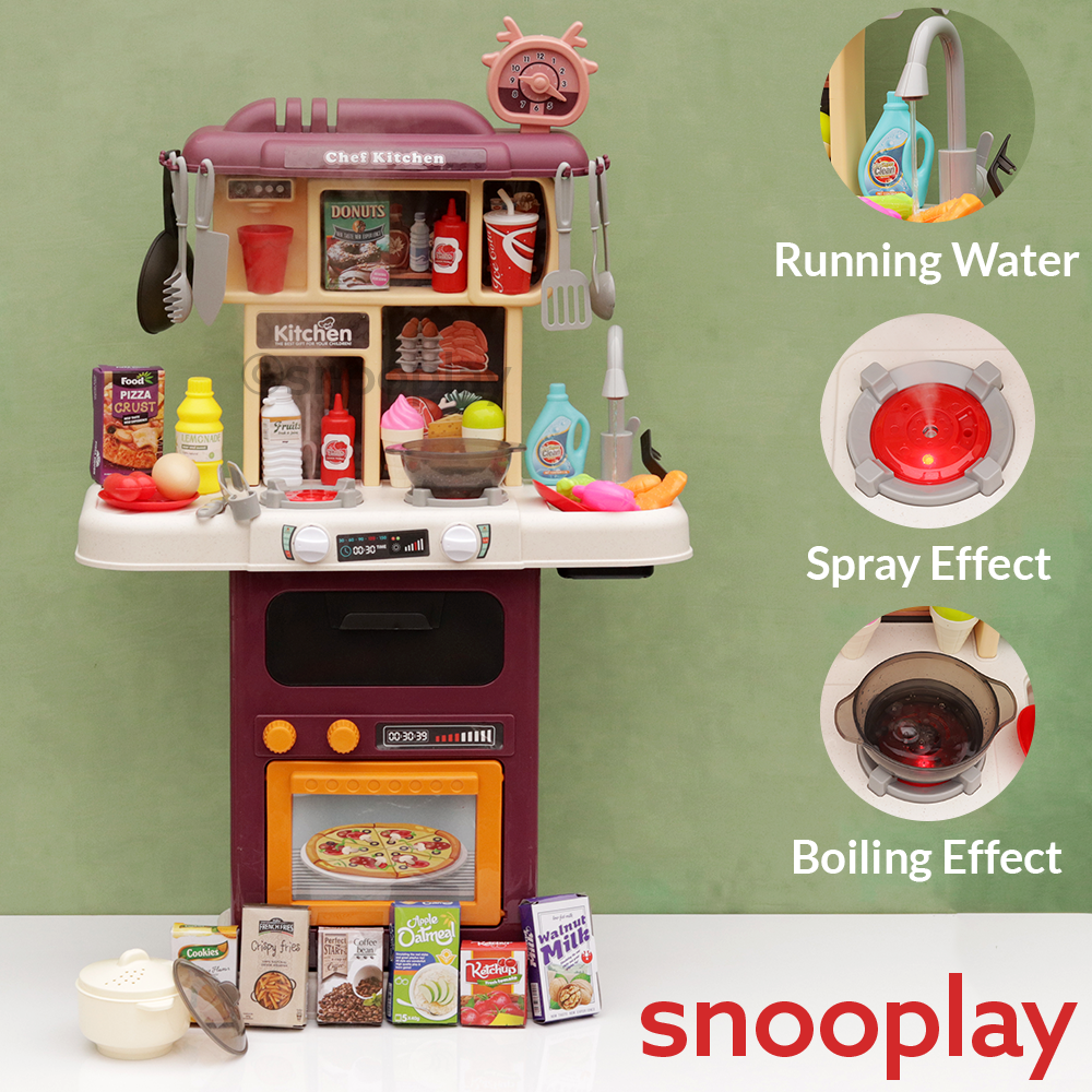Little Chef Kitchen Set with Spray, Boiling & Running Water Features - 64 Pieces (3-6 Years)