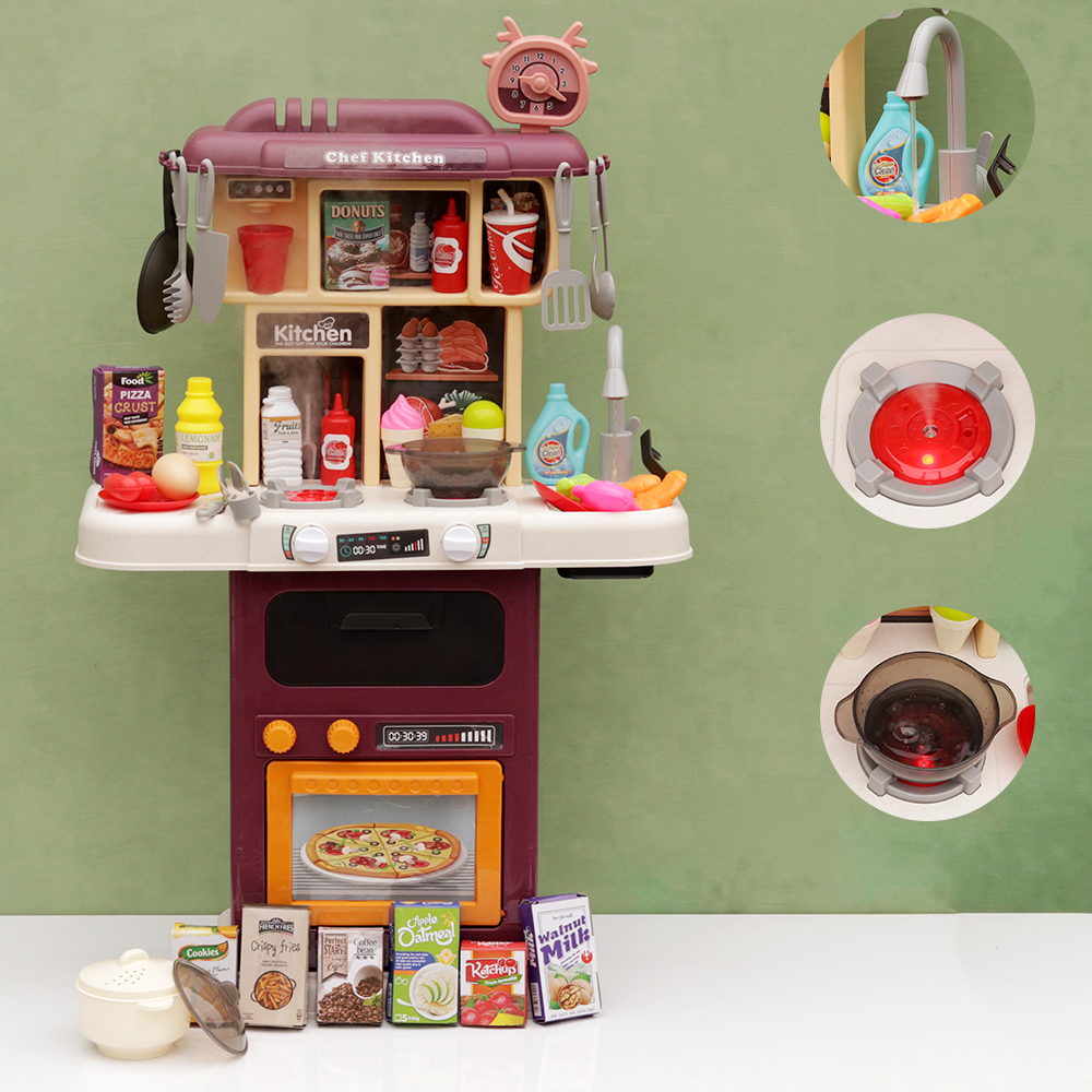 Little Chef Kitchen Set with Spray, Boiling & Running Water Features - 64 Pieces (3-6 Years)