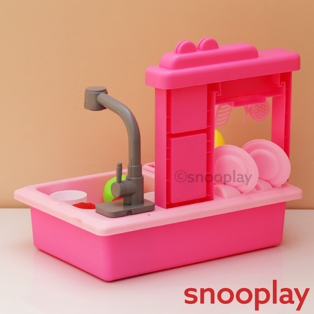 Kriiddaank Original Princess Toy Kitchen Sink with Realistic Running Water & Automatic Recycle System- 22 Pieces | Licensed Disney Toy (3-7 Years)