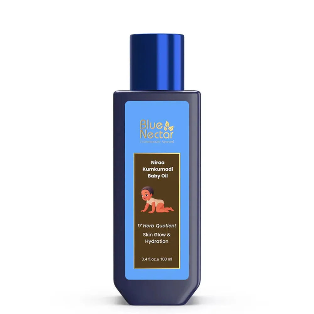 Blue Nectar Kumkumadi Baby Body Oil with Organic Ghee for Glowing Skin (17 Herbs) - 100ml