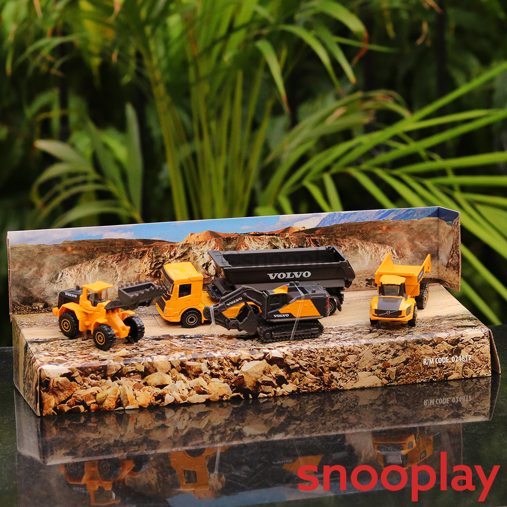 Set of 4 Licensed Volvo Construction Vehicles Set - Excavator, Wheel Loader, Dump Truck & Hauler