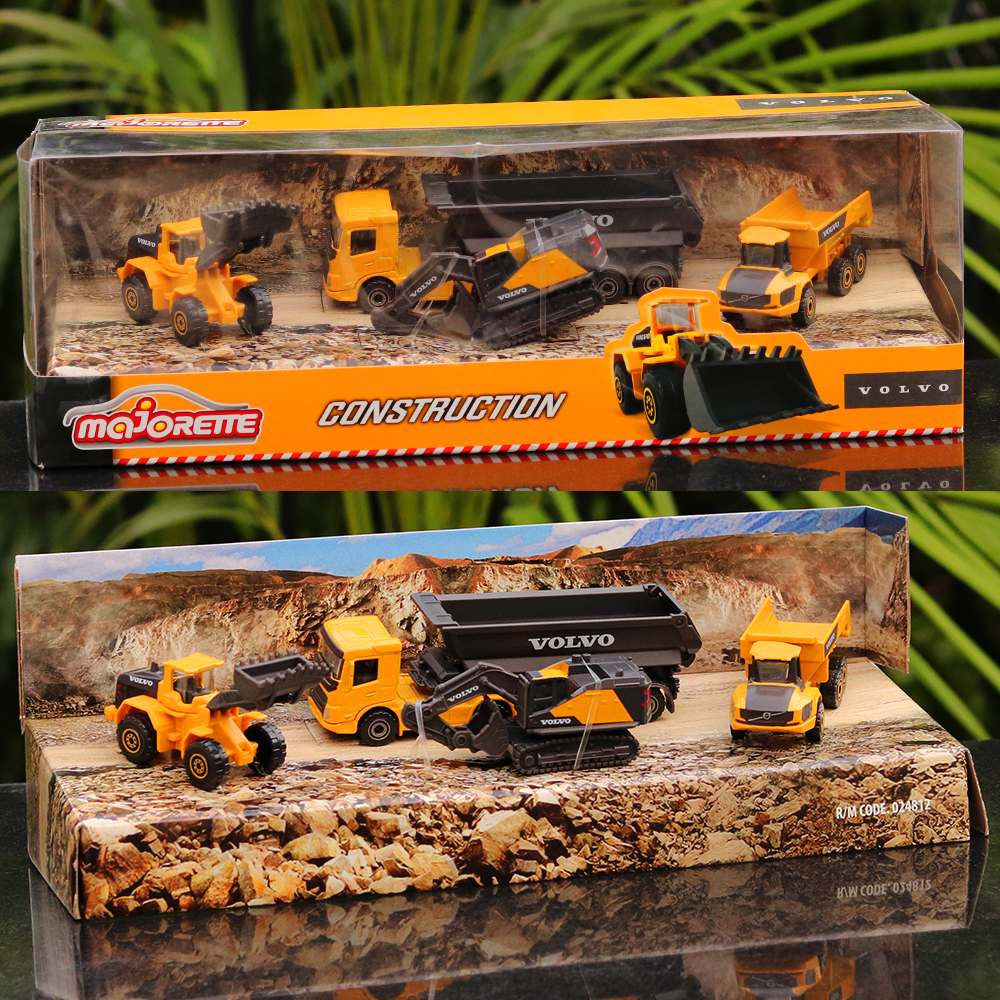 Set of 4 Licensed Volvo Construction Vehicles Set - Excavator, Wheel Loader, Dump Truck & Hauler