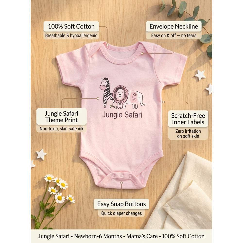 Mama's Care Jungle Safari Gift Set - Pack of 10+1 Teether Cum Rattle | Pink