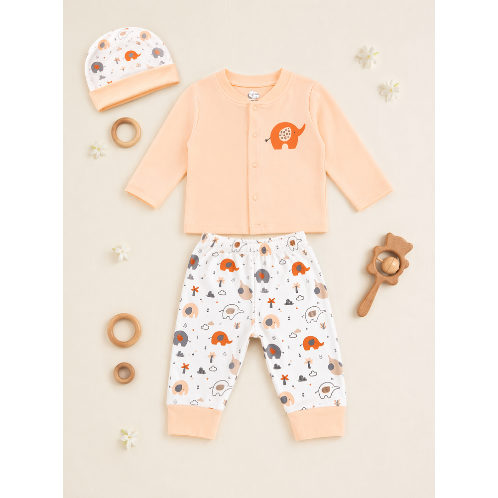 Mama's Care Hello Lil One Gift Set - Pack of 10+1 Teether Cum Rattle | Light Peach