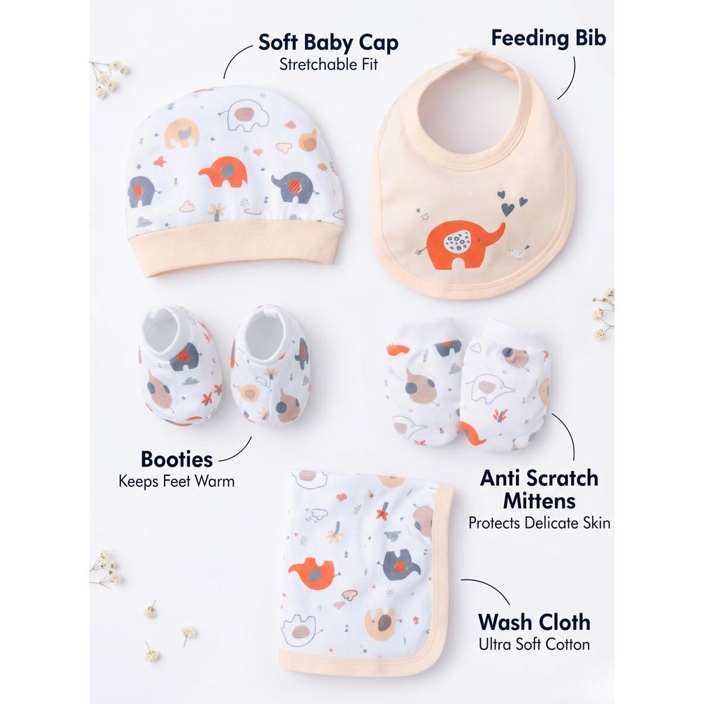 Mama's Care Hello Lil One 13 Pieces Gift Set - Pack of 10+3 Teether & Rattle | Peach