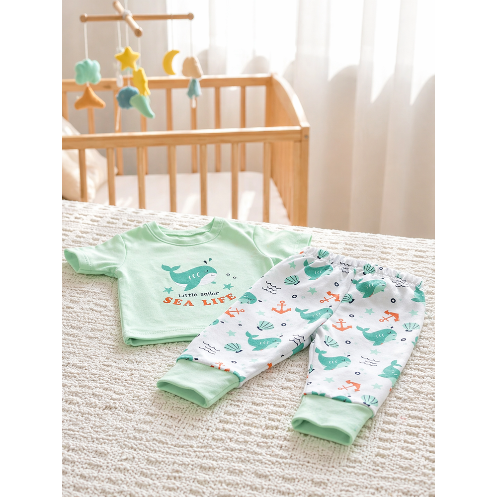 Mama's Care Sea Life 11 Pieces Gift Set - Pack of 10+1 Teether Cum Rattle | Sea Green