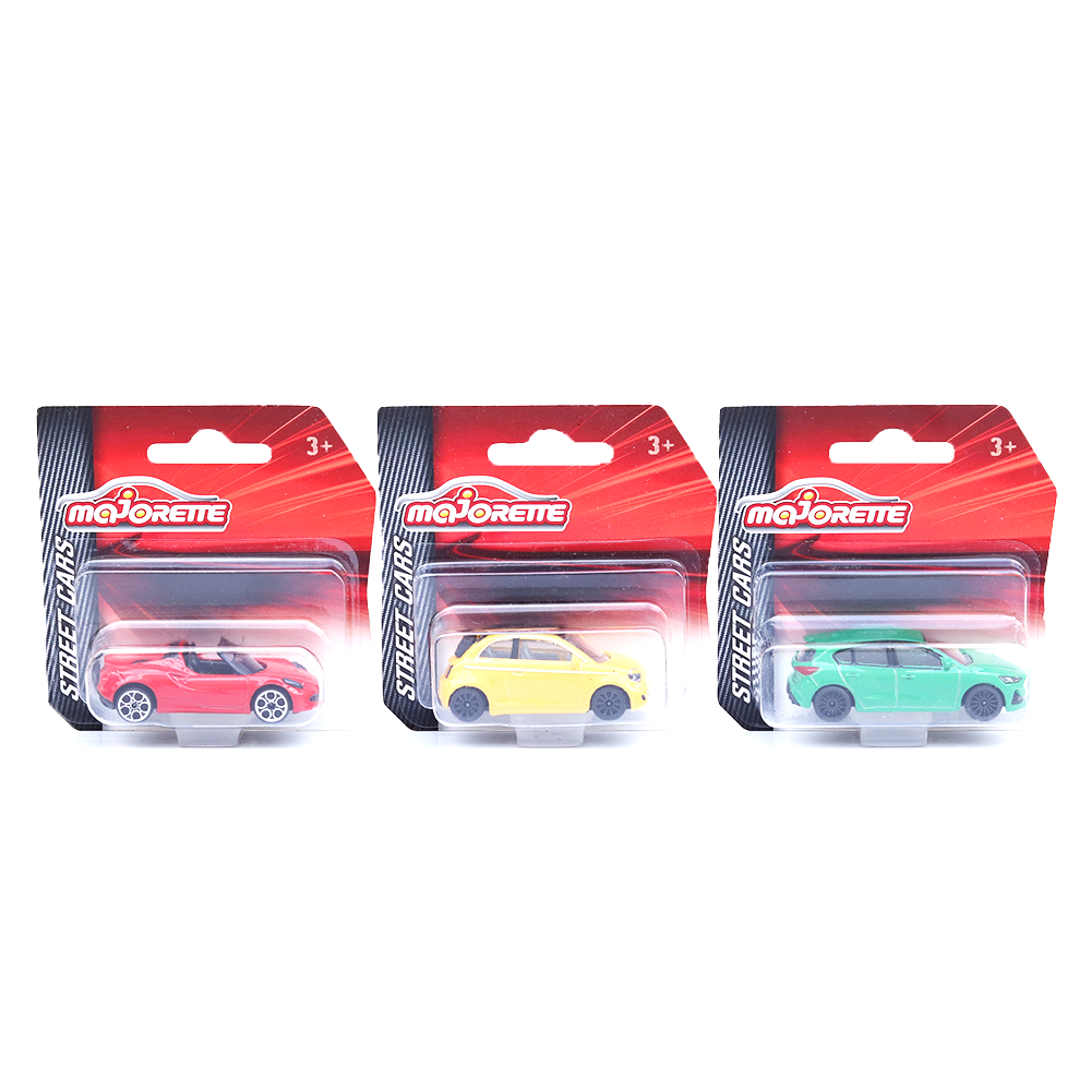 Majorette Set of 3 Licensed Diecast Cars [MJ-48] - Ford Focus ST, Alpha Romeo 4C Spider, Fiat 500 Icon