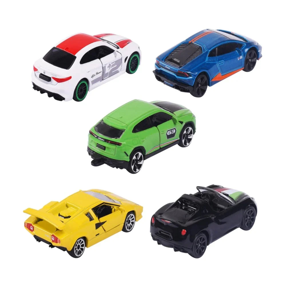 Original Licensed Majorette Set of 5 Dream Cars Italy - Lamborghini Urus, Alfa Romeo Giulia, Lamborghini Countach LP400, Alfa Romeo 4C Spider, Lamborghini Huracan Avio