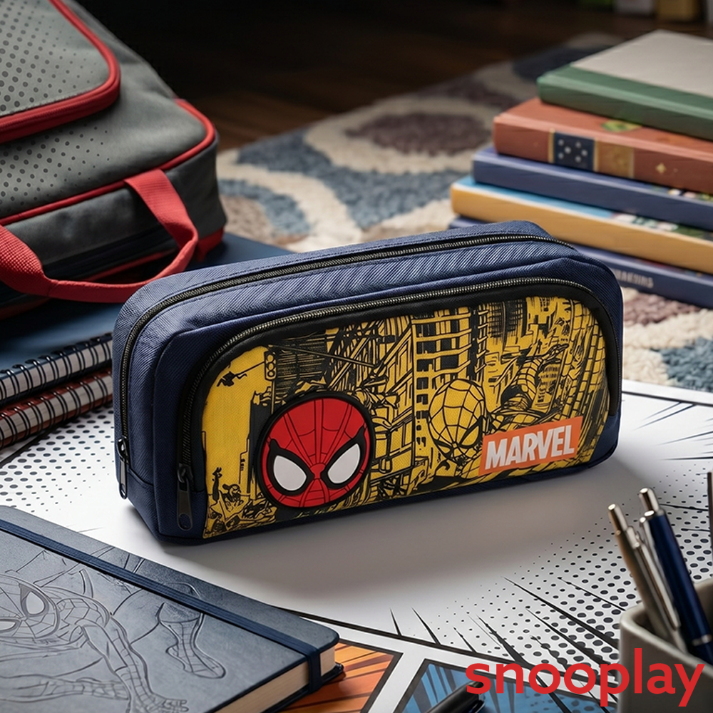Character Theme Hard Case Pencil Pouch with Zipper Closure - Dark Blue