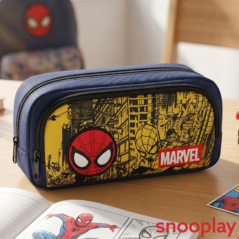 Character Theme Hard Case Pencil Pouch with Zipper Closure - Dark Blue
