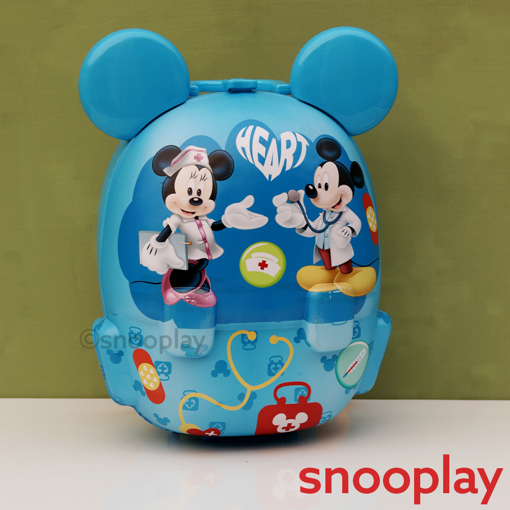 Kriiddaank 2 in 1 Original Mickey Portable Trolley & Backpack Doctor Kit with Light & Sound - 8 Pieces | Licensed Disney Toy (3-8 Years)