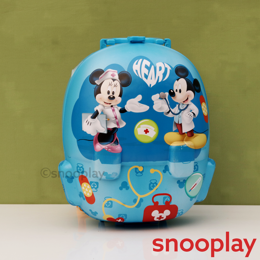 Kriiddaank 2 in 1 Original Mickey Portable Trolley & Backpack Doctor Kit with Light & Sound - 8 Pieces | Licensed Disney Toy (3-8 Years)