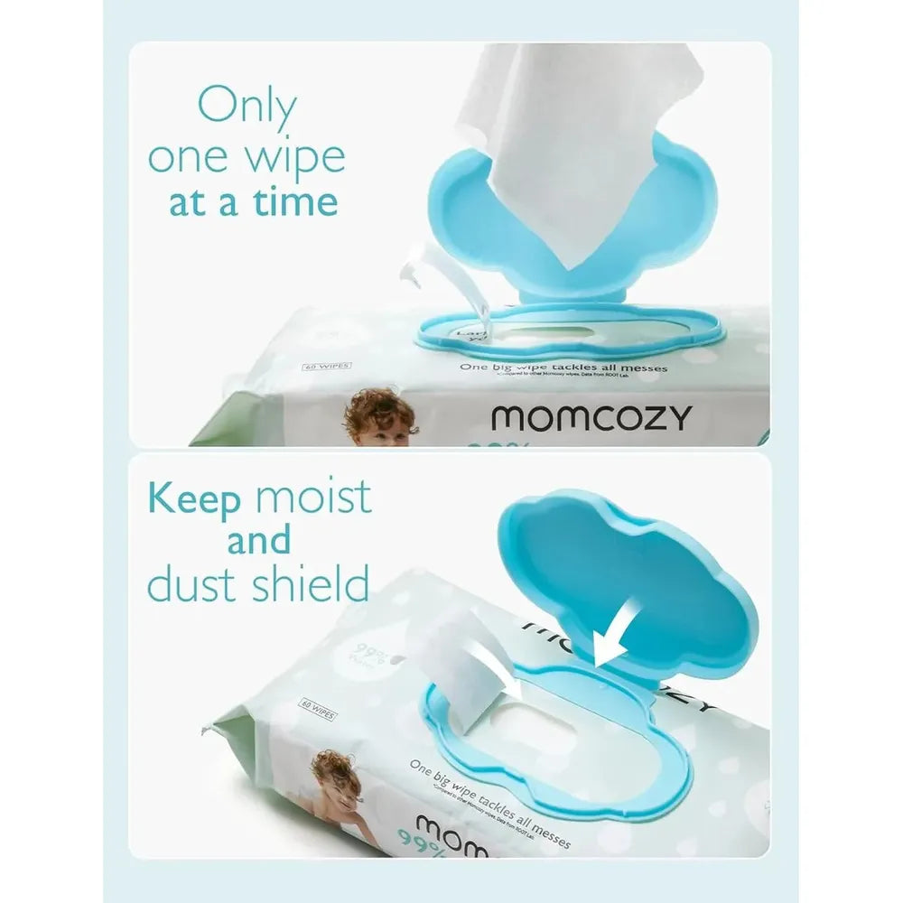 Momcozy 99% Water Baby Wipes - 60 Wipes (Extra Large Size)