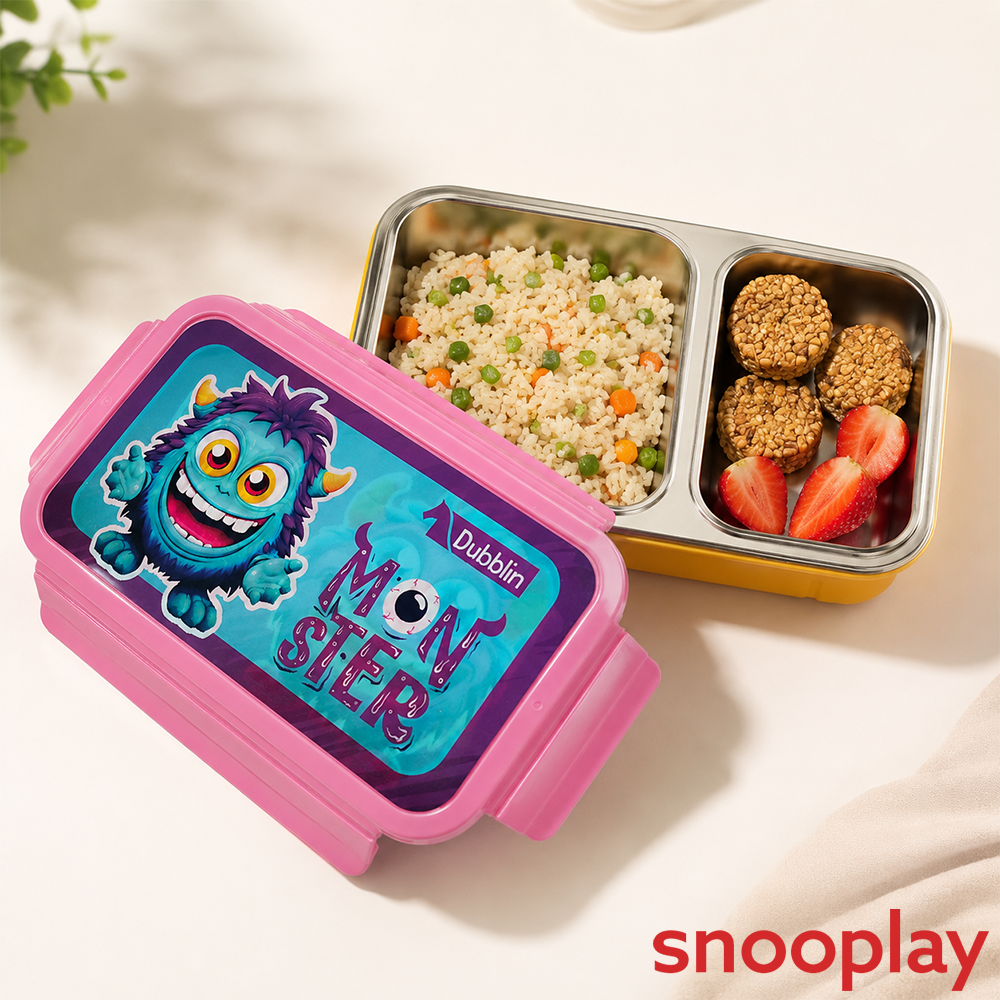 Dubblin Goofy Little Monster Insulated Lunch Box - 450ml | Pink, Yellow