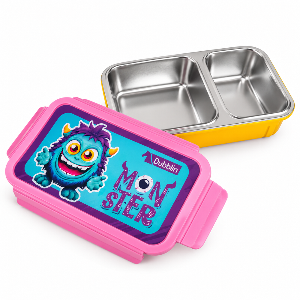 Dubblin Goofy Little Monster Insulated Lunch Box - 450ml | Pink, Yellow
