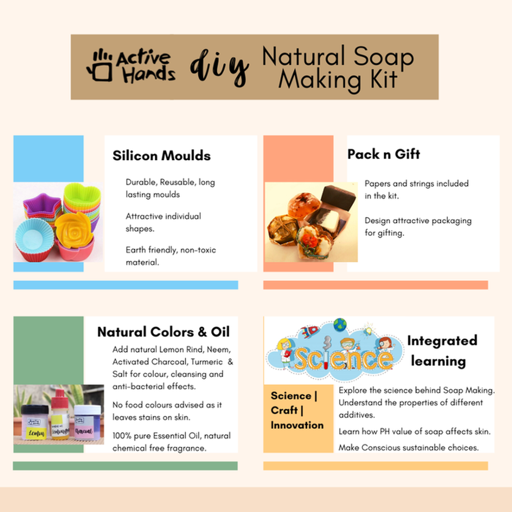 Active Hands Make Your Own Natural Soaps Kit with Moulds & Scents (7 Years till Grown Ups)
