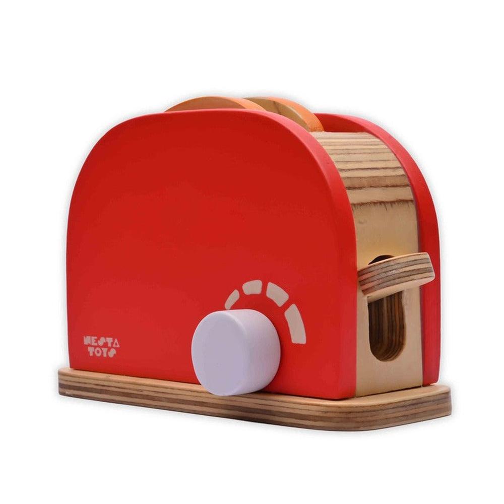Nesta Toys 11 Pieces Wooden Bread Pop-up Toaster Playset for Little Chefs (3-7 Years)