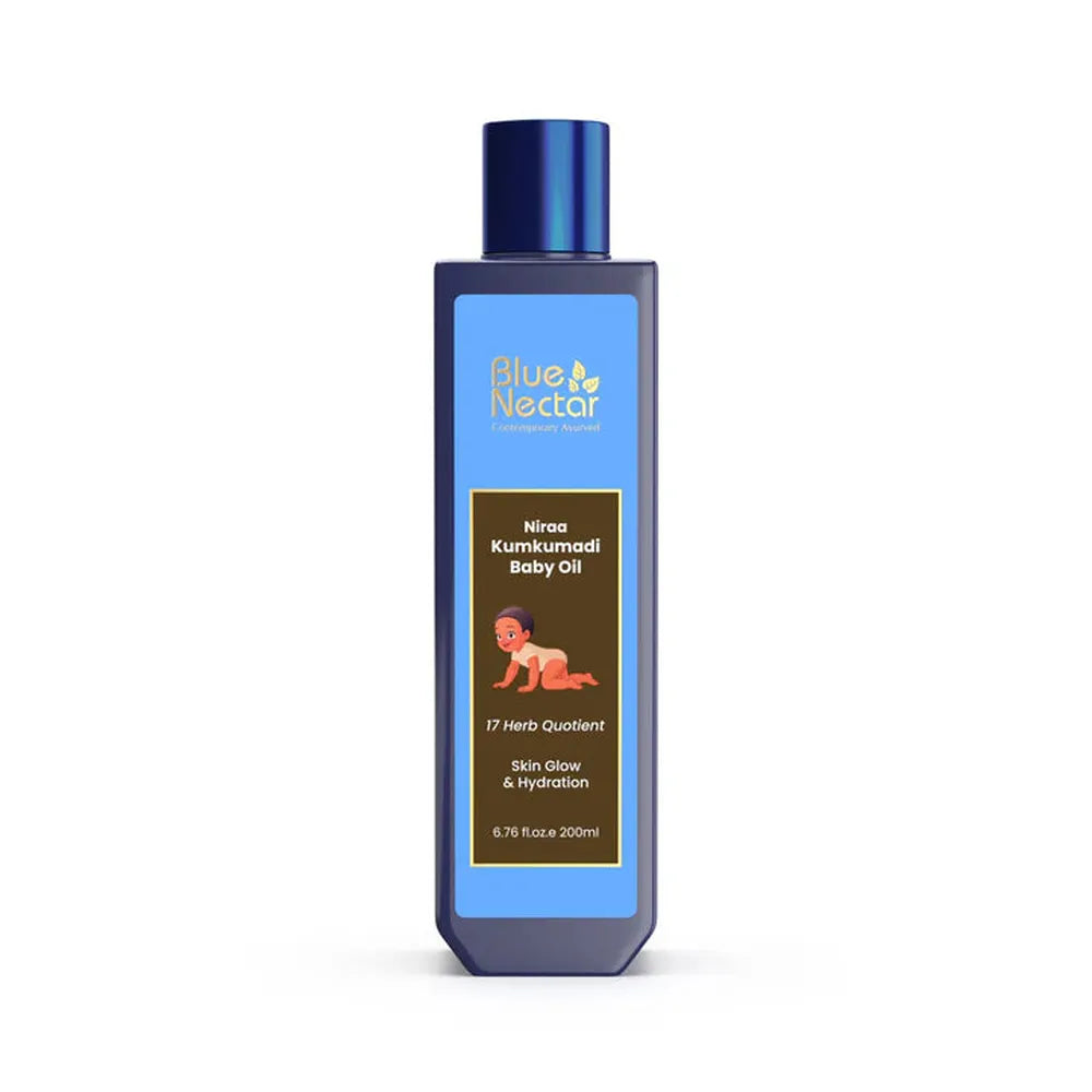 Blue Nectar Kumkumadi Baby Body Oil with Organic Ghee for Glowing Skin (17 Herbs) - 100ml
