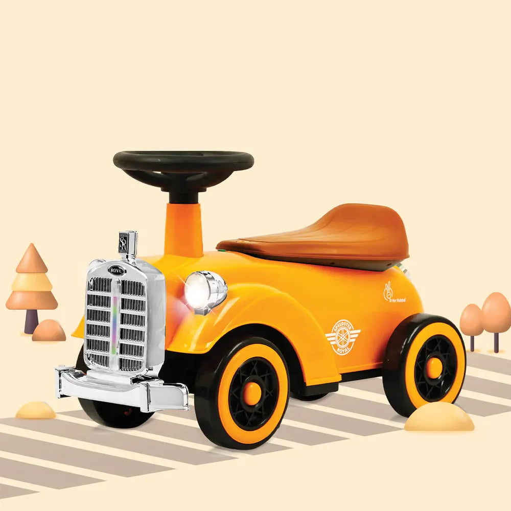 R for Rabbit Speedster Royal Push Ride On Car | Horn & LED Lights | Weight Capacity: Upto 20 Kgs