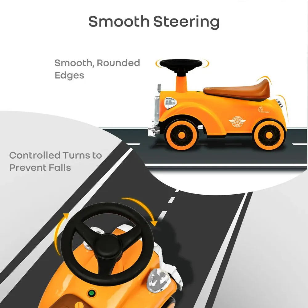 R for Rabbit Speedster Royal Push Ride On Car | Horn & LED Lights | Weight Capacity: Upto 20 Kgs