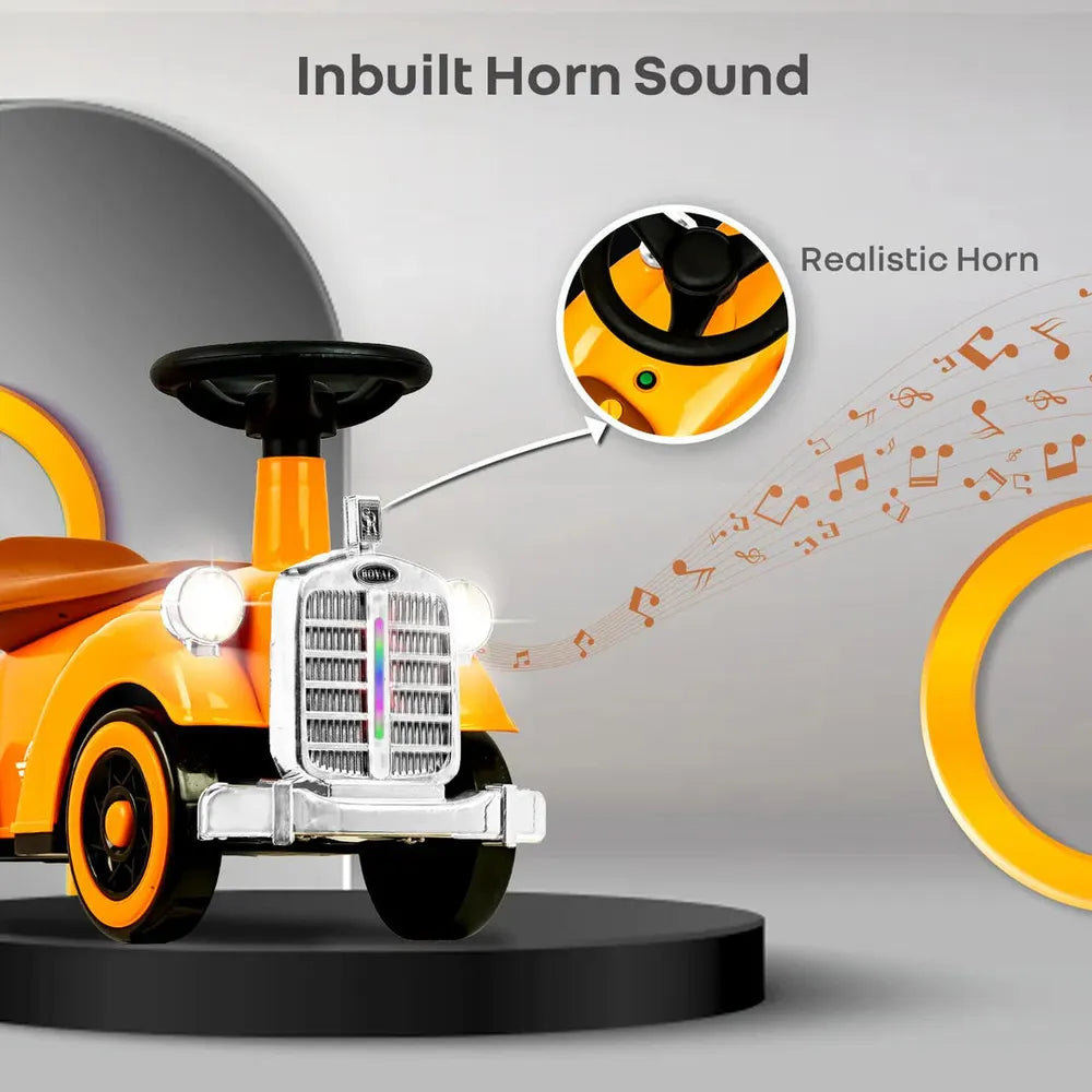 R for Rabbit Speedster Royal Push Ride On Car | Horn & LED Lights | Weight Capacity: Upto 20 Kgs