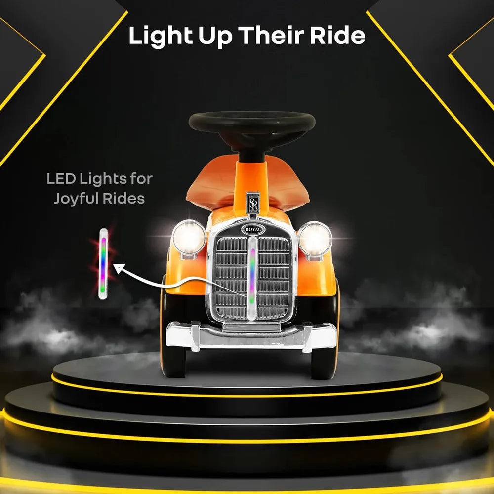 R for Rabbit Speedster Royal Push Ride On Car | Horn & LED Lights | Weight Capacity: Upto 20 Kgs