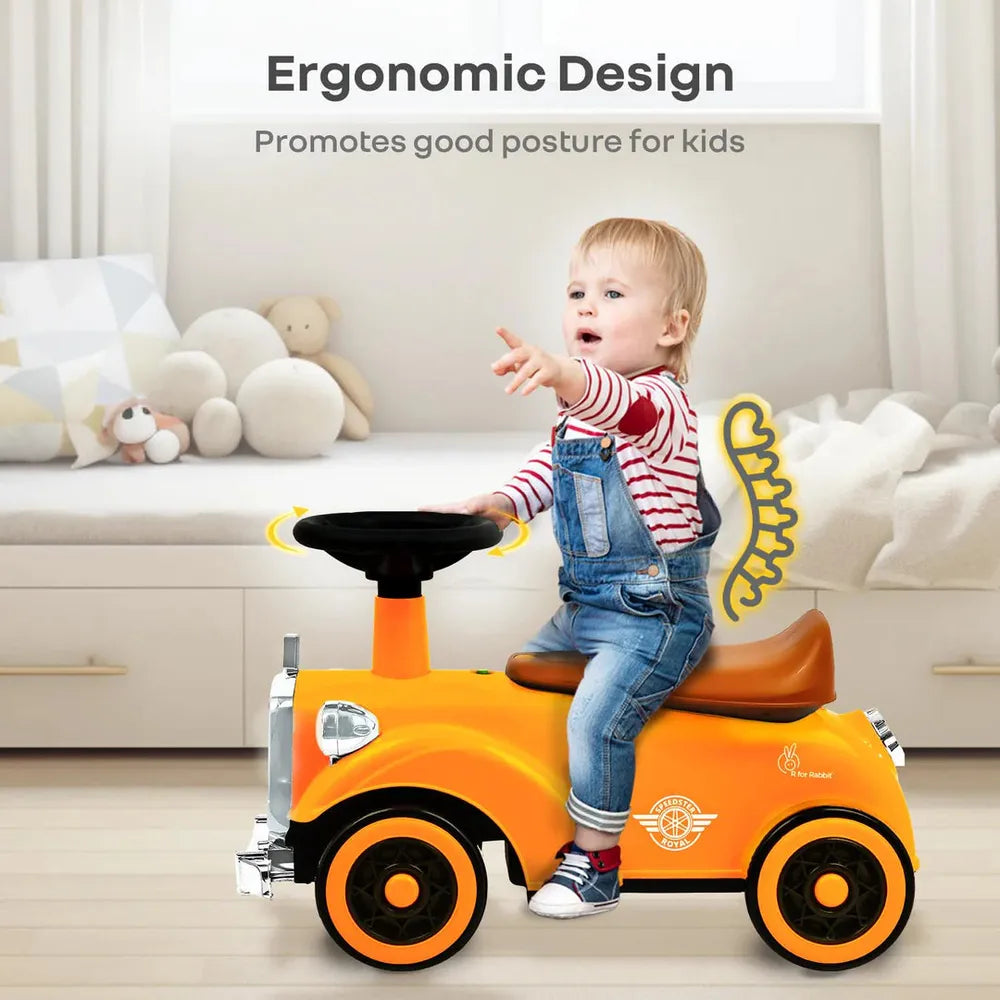 R for Rabbit Speedster Royal Push Ride On Car | Horn & LED Lights | Weight Capacity: Upto 20 Kgs