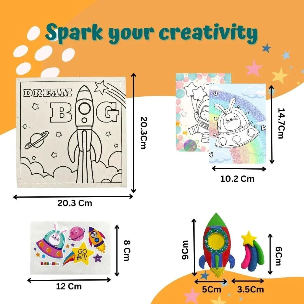 Craftopedia 4 In 1 Canvas Set - Outer Space with 3D Magnets Greeting Cards Stickers