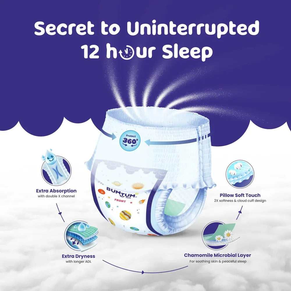 Bumtum (Size-L) Overnight Diaper Pants | 36 Pants |  | 9-14 Kgs