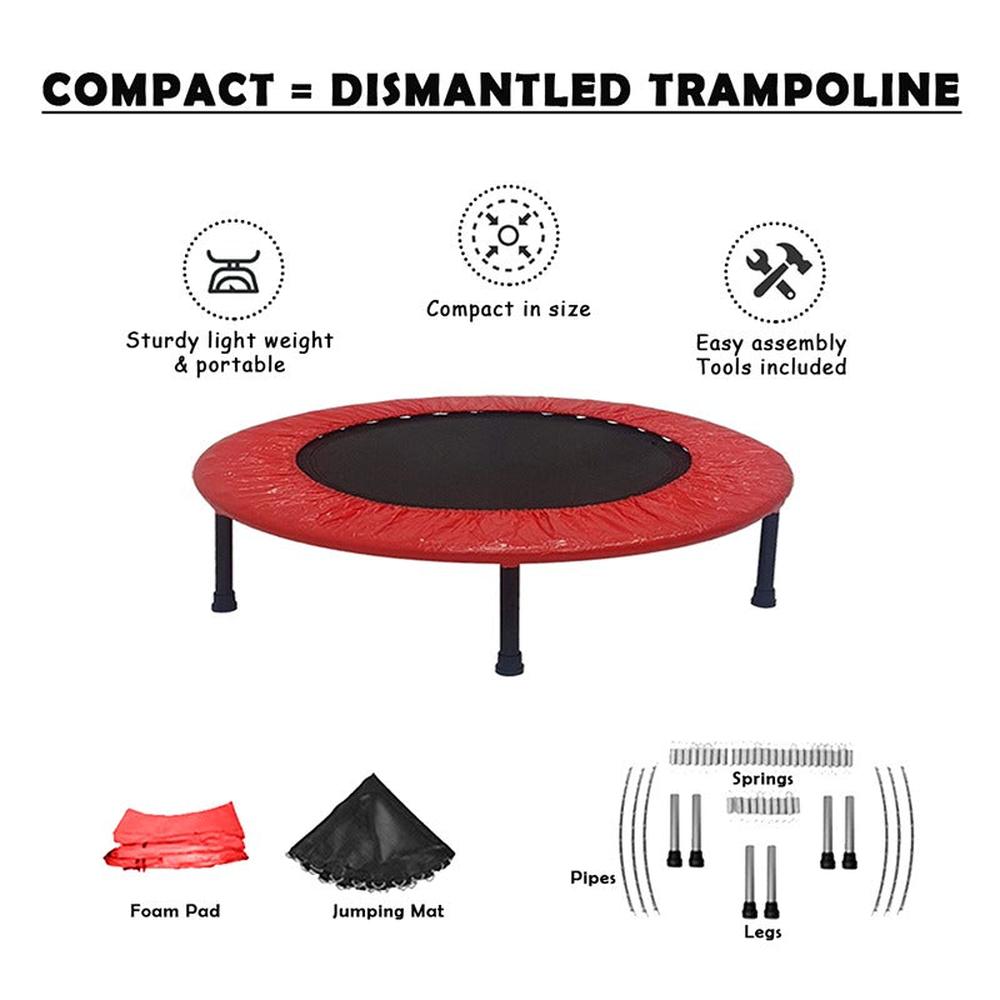 Hop N Play Heavy Duty 36 Inch Jumping Trampoline Foldable Safe Fitness Rebounder (4-8 Years)