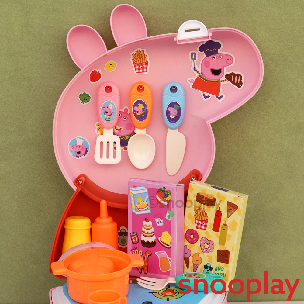 Original Licensed Peppa Pig Backpack Kitchen Set with Kitchen Accessories - 25 Pieces (3-6 Years)