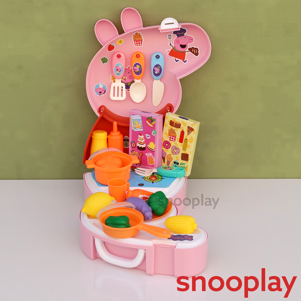 Original Licensed Peppa Pig Backpack Kitchen Set with Kitchen Accessories - 25 Pieces (3-6 Years)