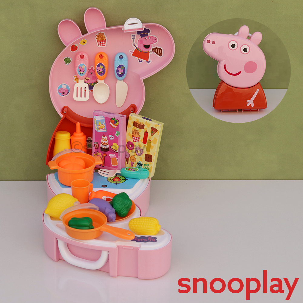 Original Licensed Peppa Pig Backpack Kitchen Set with Kitchen Accessories - 25 Pieces (3-6 Years)