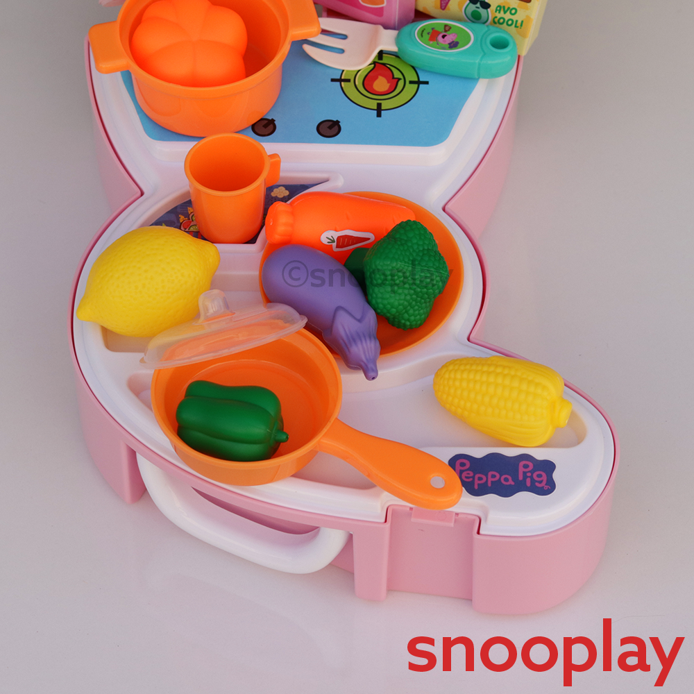 Original Licensed Peppa Pig Backpack Kitchen Set with Kitchen Accessories - 25 Pieces (3-6 Years)