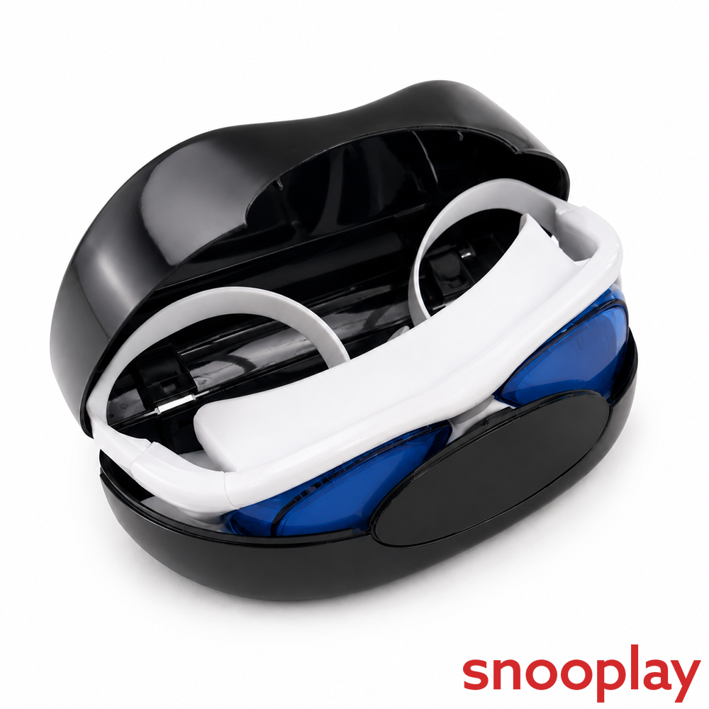 Konex Classic Swimming Goggles with Premium Box - UV Protected Lens | Anti-Fog & Anti-Leak | Blue & White